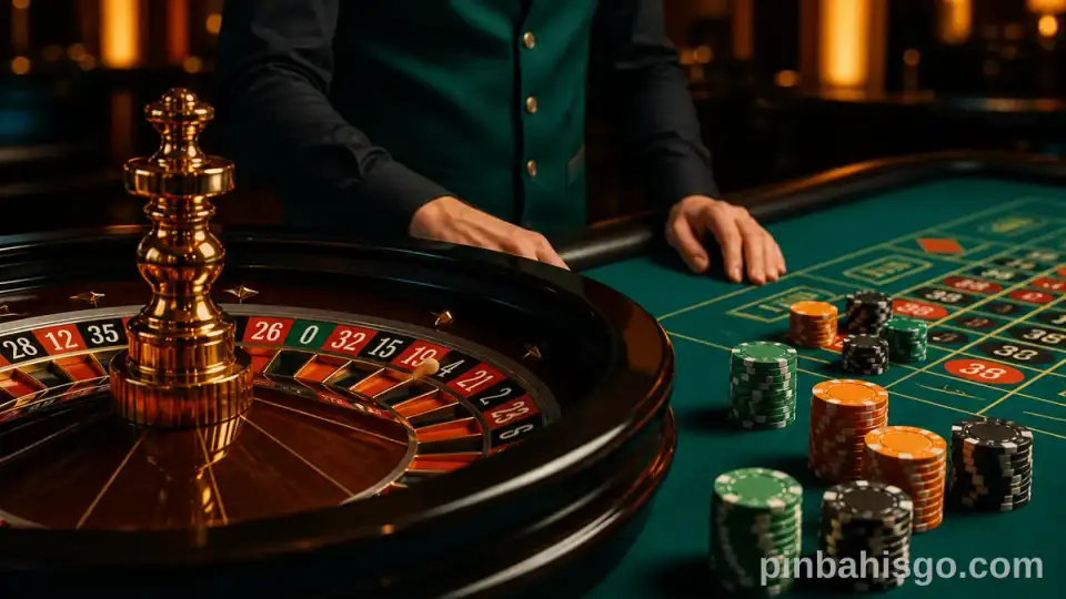 Pinbahis canlı casino rulet masası illüstrasyonu